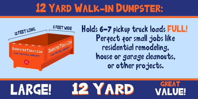 12 yard dumpster size holds 12 cubic yards - orlando fl