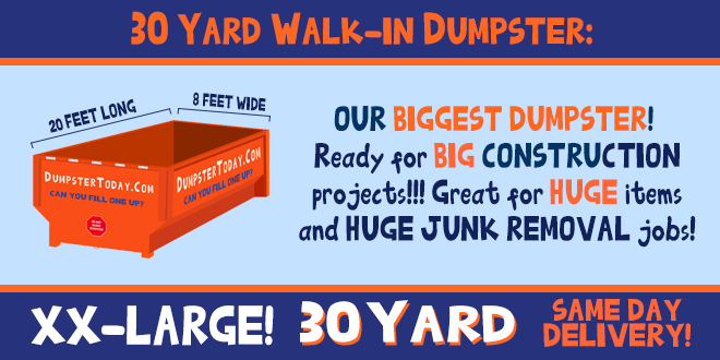 30 yard dumpster hold 30 cubic yards of debris